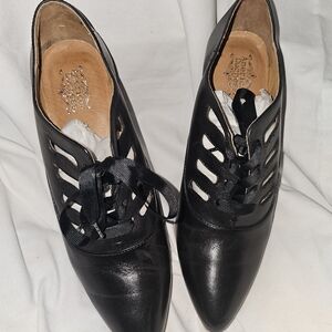 American Duchess Women's Black Lace-Up Edwardian Heel